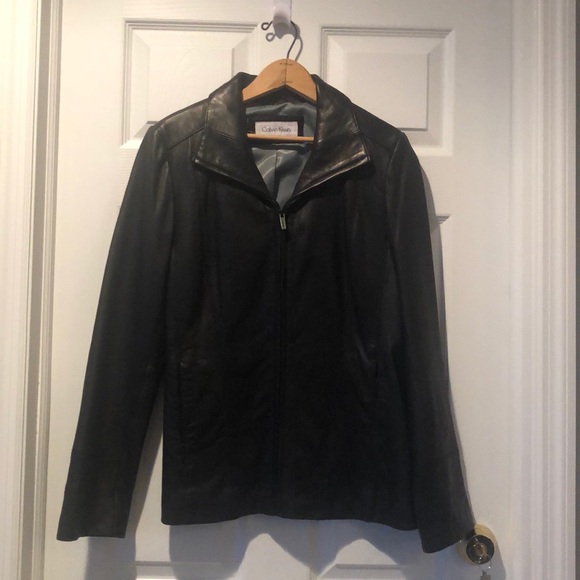 Black Calvin Klein leather jacket - Picture 1 of 5